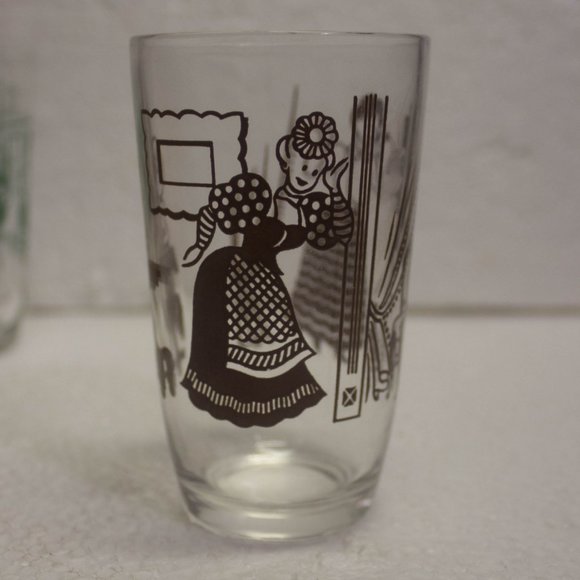 Set of 4 Vintage Swanky Swigs Bustlin Betsy Juice Glasses Atlas Glass Kraft - Picture 4 of 10